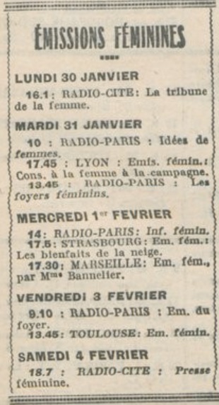 Programmes féminins