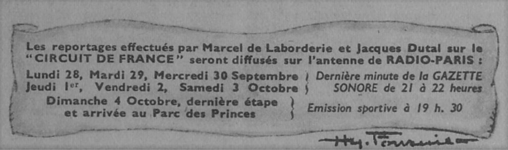 Radio-Paris suit le Circuit de France en 1942.